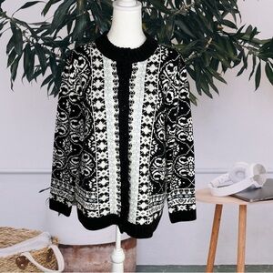 Vintage Knit Folk Print Cardigan